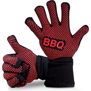image:imageNutrichef BBQ Gloves 1472F Heat Resistant  Fireproof Mitts with Silicone Grip  Perfect for Men Who Love Barbecue Grilling Cooking amp Camping  14IN Food Grade Washable Kitchen Oven Mitts