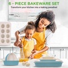 image:imageNutriChef Non Stick Baking Pans Set 6Piece Bakeware Set  Includes muffin pan loaf pan cake pan cookie sheet amp baking trays with ceramic coating oven safe to 446F6 Piece Set