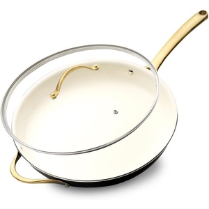 image:imageNutriChef 5Piece Ceramic Coated Frying Pan Set Nonstick Skillet Cookware with Wok Grill Fish amp Fry Pans Induction Compatible EasyClean CoolTouch Handles14 Frying Pan