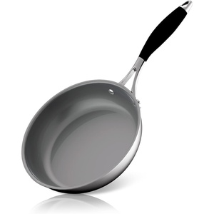image:imageNutriChef 8 Small Fry Pan  PFOAPFOS Free Stainless Steel StainResistant Frying Pan Kitchen Cookware wDurable Ceramic NonStick Coating Silicone Wrap Handles  Works wModel NCSSS12