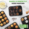 image:imageNutriChef Muffin Pans for Baking 4Pack  Nonstick 12 Mold Cupcake Tins  Carbon Steel Stackable Cup Cake Trays  Dishwasher amp Oven Safe  Includes 200 Parchment Paper Liners  13 x 10 x 1  GoldBlack