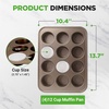 image:imageNutriChef Muffin Pans for Baking 4Pack  Nonstick 12 Mold Cupcake Tins  Carbon Steel Stackable Cup Cake Trays  Dishwasher amp Oven Safe  Includes 200 Parchment Paper Liners  13 x 10 x 1  GoldGold