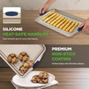 image:imageKitchen Oven Baking Pans  Deluxe Nonstick Gold Coating Inside amp Outside Carbon Steel Bakeware Set with Blue Silicone Handles Durable amp Reliable Cookie Sheet Oven Pan Style