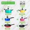 image:imageNutriChef Pots and Pans Set Cookware Set 15 Pieces NonStick Cookware Set Including Pot Set Pan Set Induction and Kitchen Accessories for All Hobs PFOAPFOS Free Dishwasher Safe Colourful