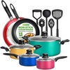 image:imageNutriChef 15 Piece Pots and Pans Set  NonStick Cookware Set Induction Hob Cookware Set Premium Cooking Set wLids Heat Resistant Saucepot Frying Pans Oven Pot Lids Colorful