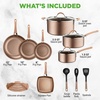 image:imageNutriChef 11 Piece Nonstick Cookware Set Excilon Blue Diamond Ceramic Dishwasher Safe KitchenWare Pots and Pans Set with Saucepan Frying Pans Cooking and Dutch Oven LidsGold