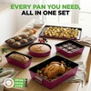 image:imageNutriChef Nonstick Stackable Bakeware Set 8Piece PFOA PFOS PTFE Free Cookware Set NonStick Coating 232C Oven Safe Includes Round Cake Cookie Sheet Non Toxic Cookware for Home Baking BluePurple