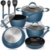 image:imageNutriChef 11 Piece Nonstick Cookware Set Excilon Blue Diamond Ceramic Dishwasher Safe KitchenWare Pots and Pans Set with Saucepan Frying Pans Cooking and Dutch Oven LidsRoyal Blue