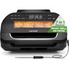 image:imageNutriChef Indoor Smokeless Grill  Smart Grill amp Air Fryer with 7 Cooking Functions  6L Capacity  Includes Smart Thermometer  Precise Temperature Control  NonStick Removable Grill Plates