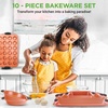 image:imageNutriChef Baking Mould Set 10 Pieces Copper  NonStick Baking Tray Set with Muffin Bread and Cake Moulds Stackable Oven Safe up to 230 C Dishwasher SafeCopper