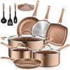 image:imageNutriChef Induction Pan Set amp Pot Set 14 Pieces PFOAPFOS Free NonStick Coating Cooking Pot Set Pots amp Pan Sets Aluminium with Stainless Steel Edges  Cookware Set for All Hobs