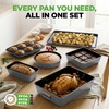 image:imageNutriChef Baking Tray Set 8Piece NonStick Oven Bakeware Stackable Trays with Cookie Loaf Pizza Muffin Cake Round Square Pans Durable Kitchen SetGray