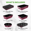 image:imageNutriChef Baking Tray Set 8Piece NonStick Oven Bakeware Stackable Trays with Cookie Loaf Pizza Muffin Cake Round Square Pans Durable Kitchen SetPurple