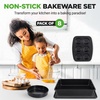 image:imageNutriChef 8 Piece Stackable Carbon Steel Bakeware Set  NonStick PFOA amp PFOS Free  Oven Safe to 450 F  With Baking Tray Muffin Pan Round Square amp Loaf Cake Pan  Black Marble