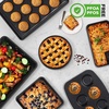 image:imageNutriChef 8 Piece Stackable Carbon Steel Bakeware Set  NonStick PFOA amp PFOS Free  Oven Safe to 450 F  With Baking Tray Muffin Pan Round Square amp Loaf Cake Pan  Black Marble