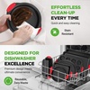 image:imageNutriChef 8Piece NonStick Baking Tray Set Stackable OvenSafe Bakeware Cookie Sheet Loaf Pizza Muffin Cake Round amp Square Pans NonStick Trays with Red Silicone Handles