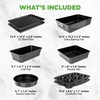 image:imageNutriChef Baking Moulds Set of 8  Casserole Dish Bread Baking Tray Baking Tray Muffin Baking Tin Black Cake Tin Round amp Square Stackable amp NonStick Dishwasher Safe Oven Safe up to 230 CBlack
