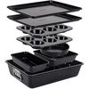 image:imageNutriChef 8 Piece Stackable Carbon Steel Bakeware Set  NonStick PFOA amp PFOS Free  Oven Safe to 450 F  With Baking Tray Muffin Pan Round Square amp Loaf Cake Pan  Black Marble