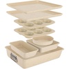 image:imageNutriChef 8 Piece Stackable Carbon Steel Bakeware Set  NonStick PFOA amp PFOS Free  Oven Safe up to 450 F with Baking Tray Muffin Round Square Loaf amp Deep Cake Tin Marble Cream