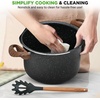 image:imageNutriChef 5qt Pasta Pot with Strainer Lid amp Pasta Fork  NonStick Cooking Pot  Lockable Lid Heat Resistant Handles  Even Heat Distribution  Easy Clean  Black Marble