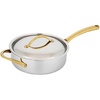 image:imageNutriChef 34quart Saute Pan with Lid  PFOAPFOS Free Saucepan Kitchen Cookware wInterior Coated Prestige Ceramic NonStick Coating Golden PVD Handles Stylish Kitchenware Works wModel NCSTS16