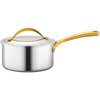 image:imageNutriChefKitchen 15quart Saucepan with LidPFOAPFOS Free Sauce Pot Kitchen Cookware wInterior Coated Prestige Ceramic NonStick CoatingGolden PVD HandlesStylish Kitchenware Works wModel NCSTS1615 Quarts