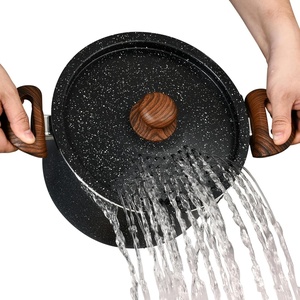image:imageNutriChef 5qt Pasta Pot with Strainer Lid amp Pasta Fork  NonStick Cooking Pot  Lockable Lid Heat Resistant Handles  Even Heat Distribution  Easy Clean  Black Marble
