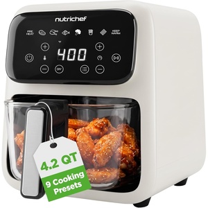 image:imageNutriChef 42QT Glass Air Fryer  9in1 Preset Cook Modes  Glass Fry Bowl for Best CookingResults  Cook Steak Chicken Fish Veggies Fries amp More  Temperature amp Timer Control  White