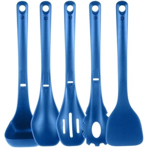 image:imageNutriChef Kitchen Cooking Utensils Set  Includes Solid Spatula Pasta Fork Solid Spoon Slotted Spoon amp Tool Seat Works with Model NCCWSTKBUL Blue