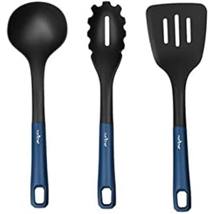 image:imageNutriChef Kitchen Cooking Utensils Set  Nylon Cooking Utensils Set Includes Soup Ladle Pasta Fork and Spatula Works with Models NCCW14SBLU amp NCCW20SBLU  NutriChef NCCW14SBLUUTENS