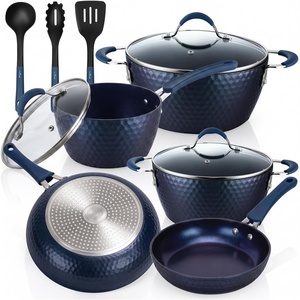 image:imageNutriChef Pan Set amp Pot Set 11Piece NonStick Coating  Cooking Pot Set with Transparent Lids amp Ceramic Layer  Pots Set for Gas Electric amp Induction Cookers  PFOAPFOS Free