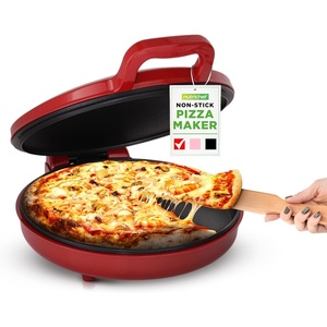image:imageNutriChef Countertop Pizza Maker  1500W NonStick Electric Pizza Cooker  Make 12 Personal Pizzas Eggs Toast amp More  CoolTouch Handles Compact amp SpaceSaving  Temp Range 175400F  Red